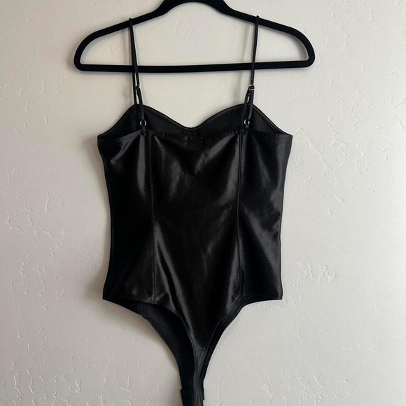 Black H&M corset‎ bodysuit adjustable straps Black Satin Size S - Picture 7 of 8